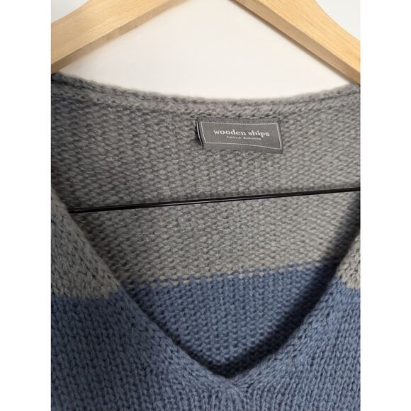 Wooden Ships Kaia Oversized Striped Fringe V-Neck Sweater - Picture 5 of 7